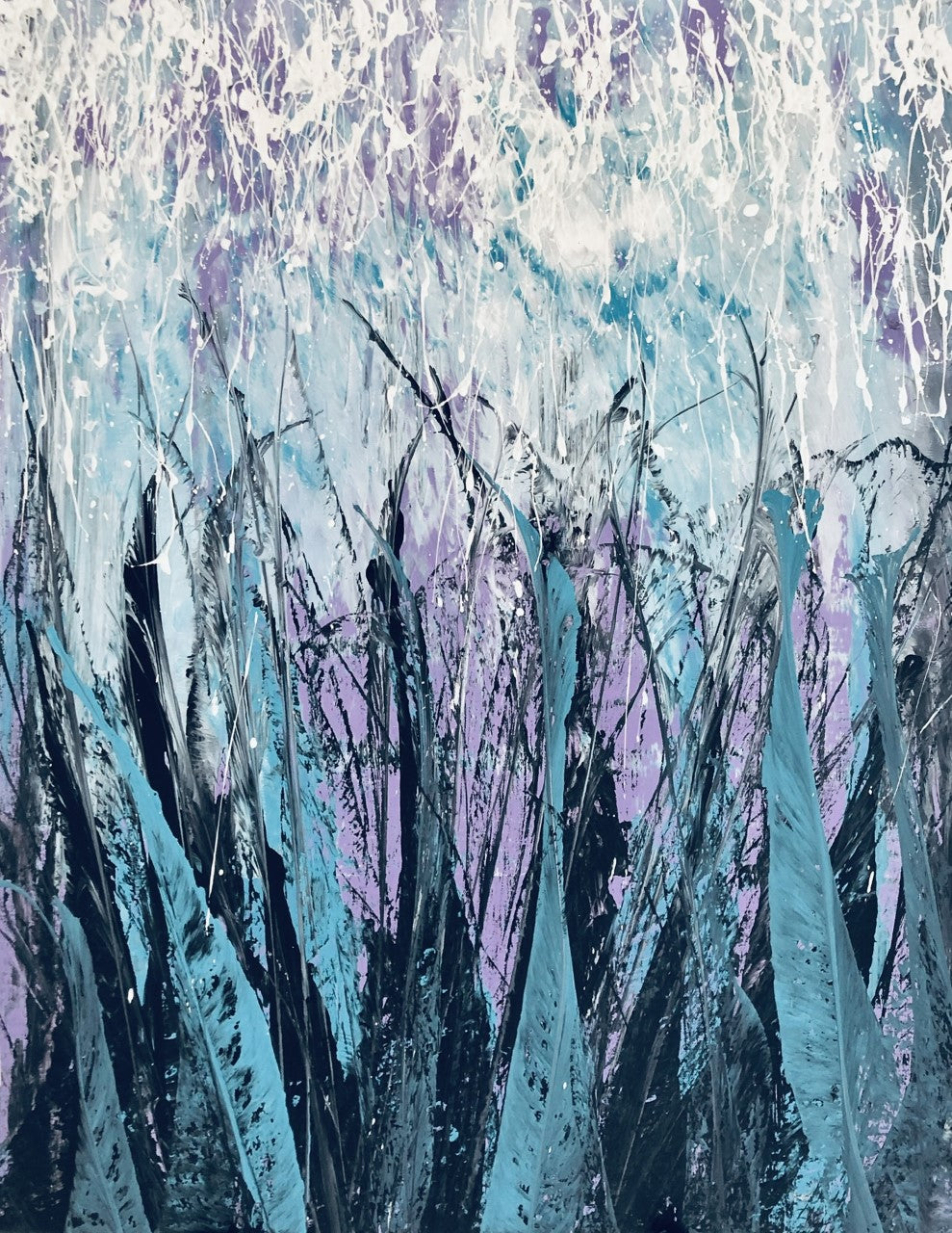 Rain Dance - Wood Framed - Fluid Acrylics on Canvas 2019 - Artsy Detox By Gio Pirri